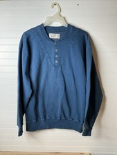 Vintage 90s LL Bean x Russel Athletics Henley Sweatshirt Mens L Blue USA Made