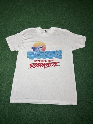 Vintage 80s Myers Rum Shark Bite XL Jaws Megalodon T Shirt 