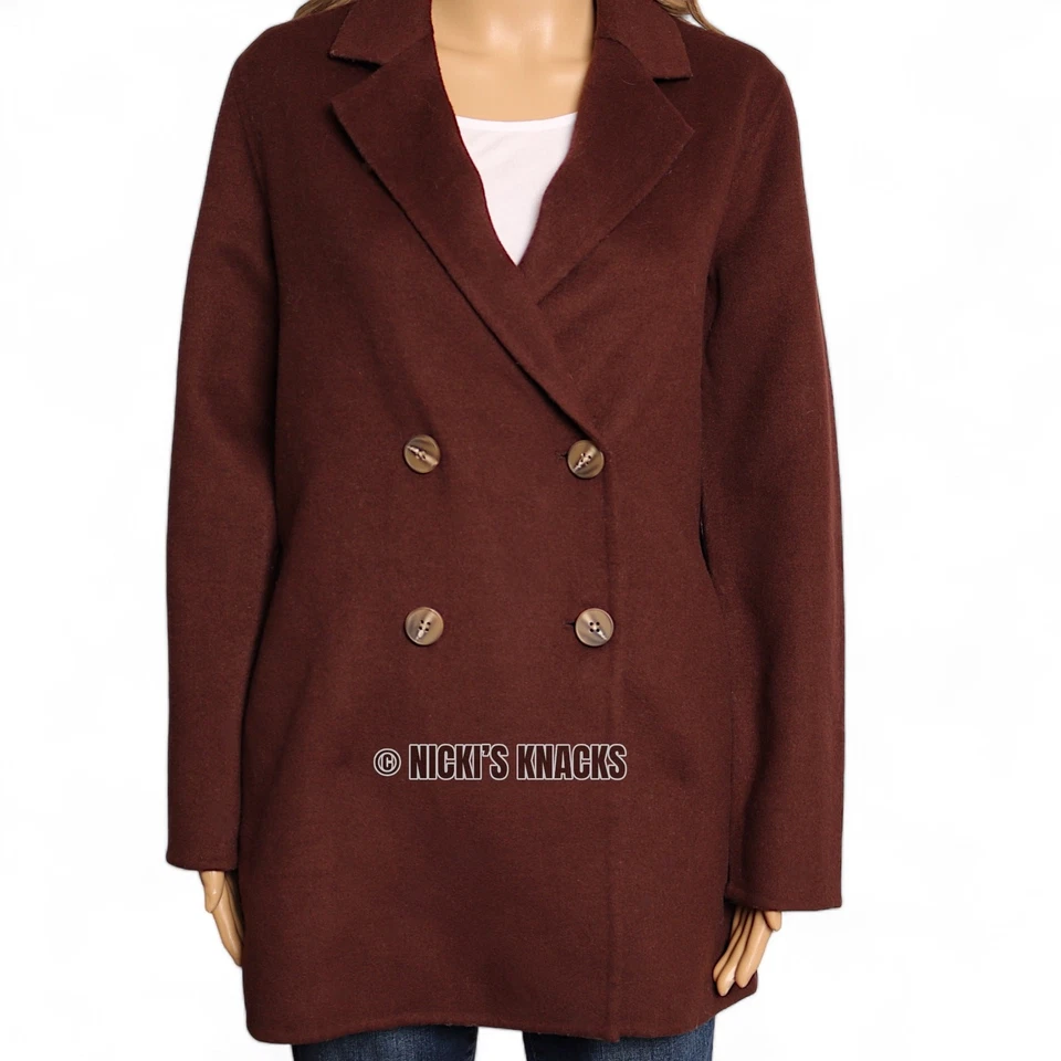 Joie шоколадный коричневый шерстяная смесь пальто средней длины шерсти куртка Peacoat размер S - Изображение 3 из 4