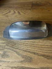 Vtg Stainless Butter  Keeper-Dish Lid Wood Wooden Handle