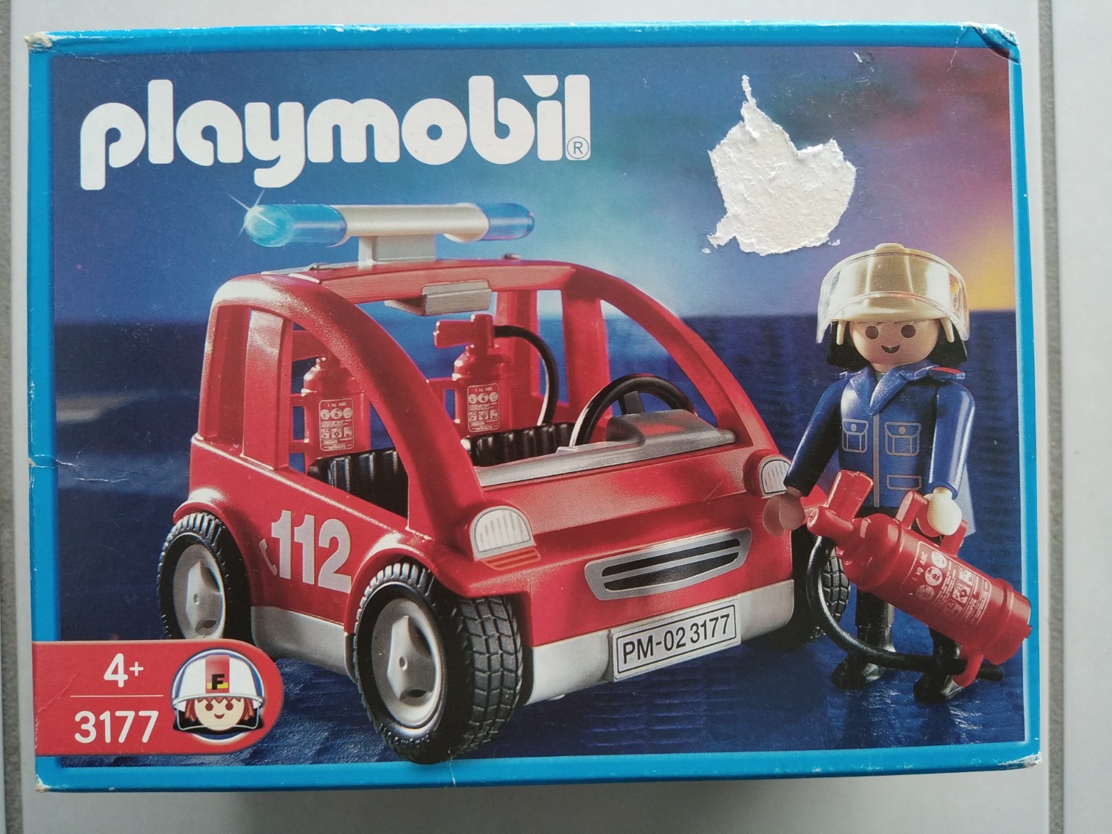 PLAYMOBIL Pompier 3177 avec capitaine voiturette extincteur boîte scellée 2001