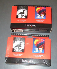 2 New Lexmark 32/33 Black Color Print Ink Cartridges Combo Packs