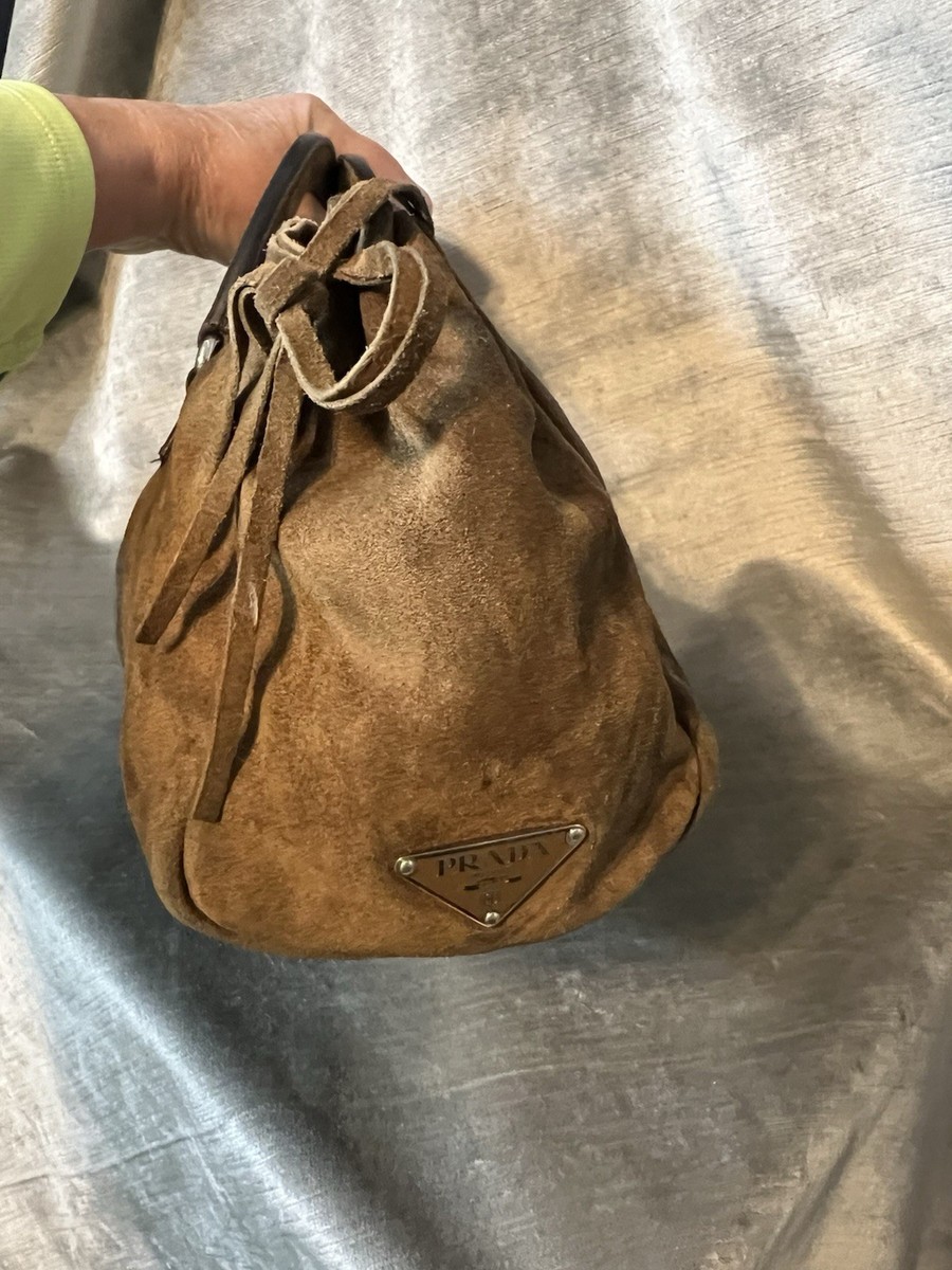 Vintage Prada Brown Camoscio Suede Bag w/Top Handles Vintage Prada Brown Camoscio Suede Bag w/Top Handles