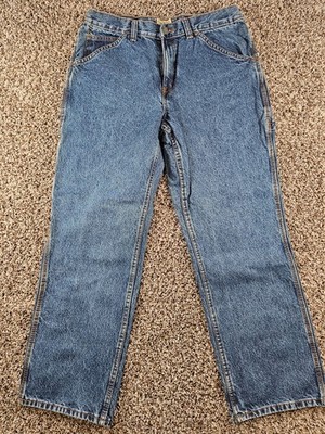 Schmidt Workwear Mens Sz 34x30 Thick Stitch Utility Blue Jeans Bootcut