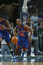 Point guard Charlie Ward New York Knicks dribbles the ball at the- 2002 Photo