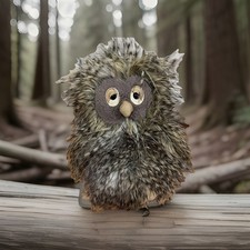 Jellycat London Retired Orlando Owl Fuzzy Sleepy Brown Gray 10" Plush Stuffed