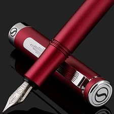 Scriveiner Premium EDC Fountain Pen (Fine Point) Nice Matte Red Pocket Pen  TI