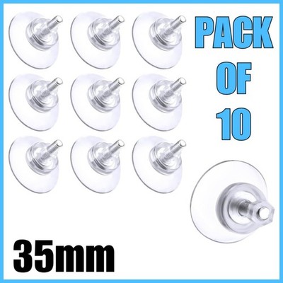 10x 35mm stark klar Saugnapf Fenstersauger Aufhängehaken mit M4 Rändelmutter
