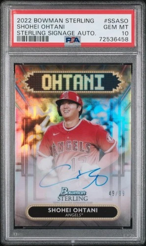 2022 Shohei Ohtani Auto On Card Autograph Bowman Sterling  49/99 PSA 10 LOW POP