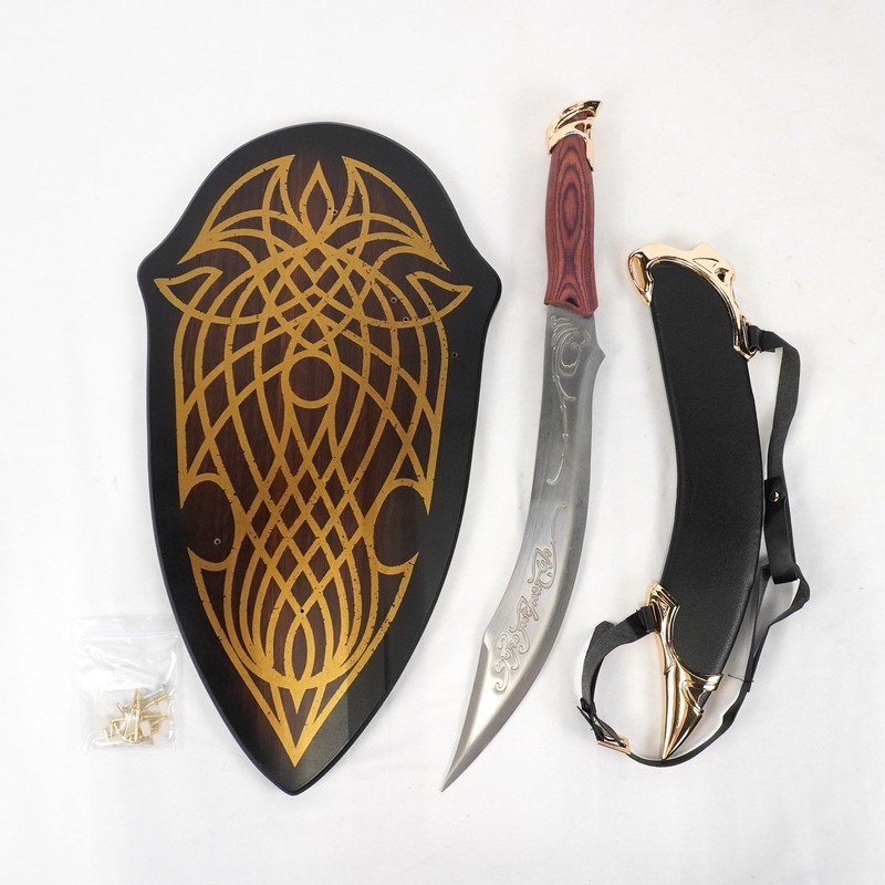 Lord Of The Rings Elven Knife Of Strider Replica With Sheath And Wall Holder