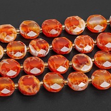 12MM Orange Red Fire Agate Facted Round Beads AAA Grade Loose Beads