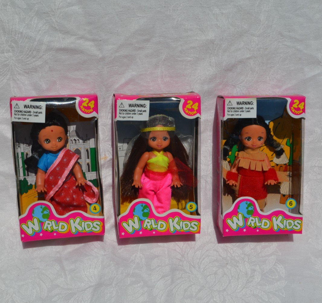 Vintage 90s World Kids Various Nations Mini 4” Fashion Doll KB