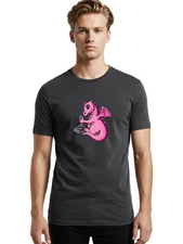 Pink-Dragon-With-Joystick Mens Graphic Tee, 100% Cotton, Casual Summer Wear