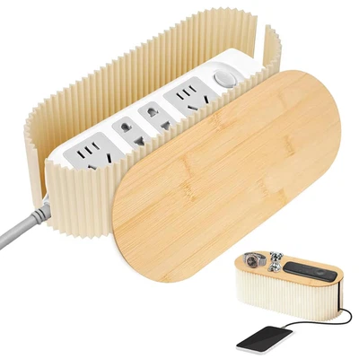 Boite Rangement Cable, Boite Cache Cable Avec Couvercle En Bois, Boîte De Gestio - Photo 1/4