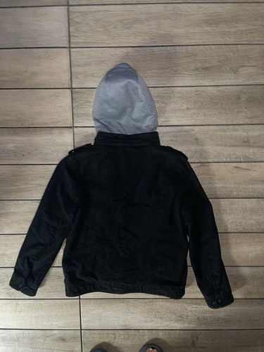 Levi Strauss Jacket Black Cotton Hooded Military Sherpa Lined Trucker Size Large - Picture 2 of 3
