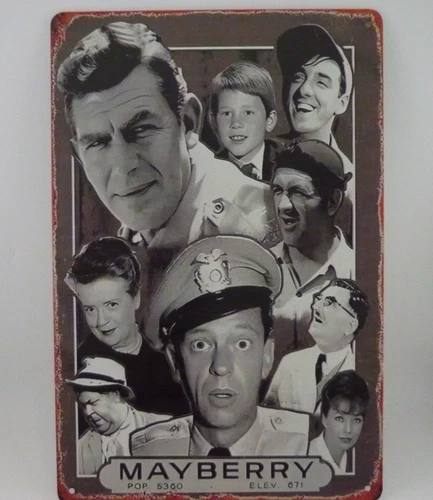 Mayberry TV Show Inspired Tin Metal Sign 12x8 Vintage Style Wall Decor