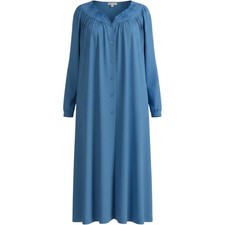 vintage Shadowline blue nylon robe distinctive embroidered floral rose details L