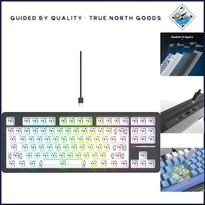 Silent TKL Mechanical Keyboard Kit with Programmable Features and Backlighting