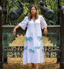 Mandalay Designs Emma Strauss Embroidered Palm  Dress Size XS Would Fit 10