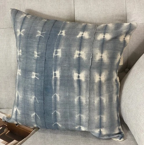 Gray African Indigo Pillow Cushion Cover| Blue Mudcloth Pillowcase| Denim Pillow