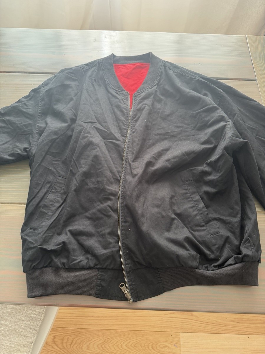 Vintage Black Marlboro Red Logo Reversible Bomber Jacket L 90 