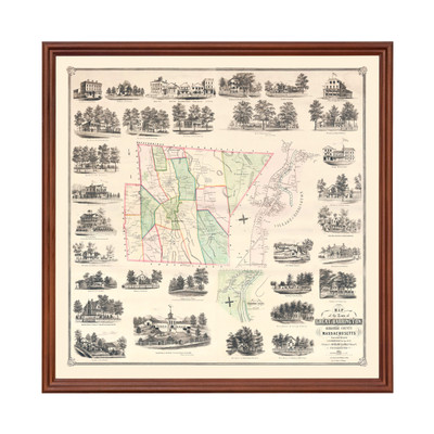 Old Map of Great Barrington, MA 1854 - Vintage Great Barring