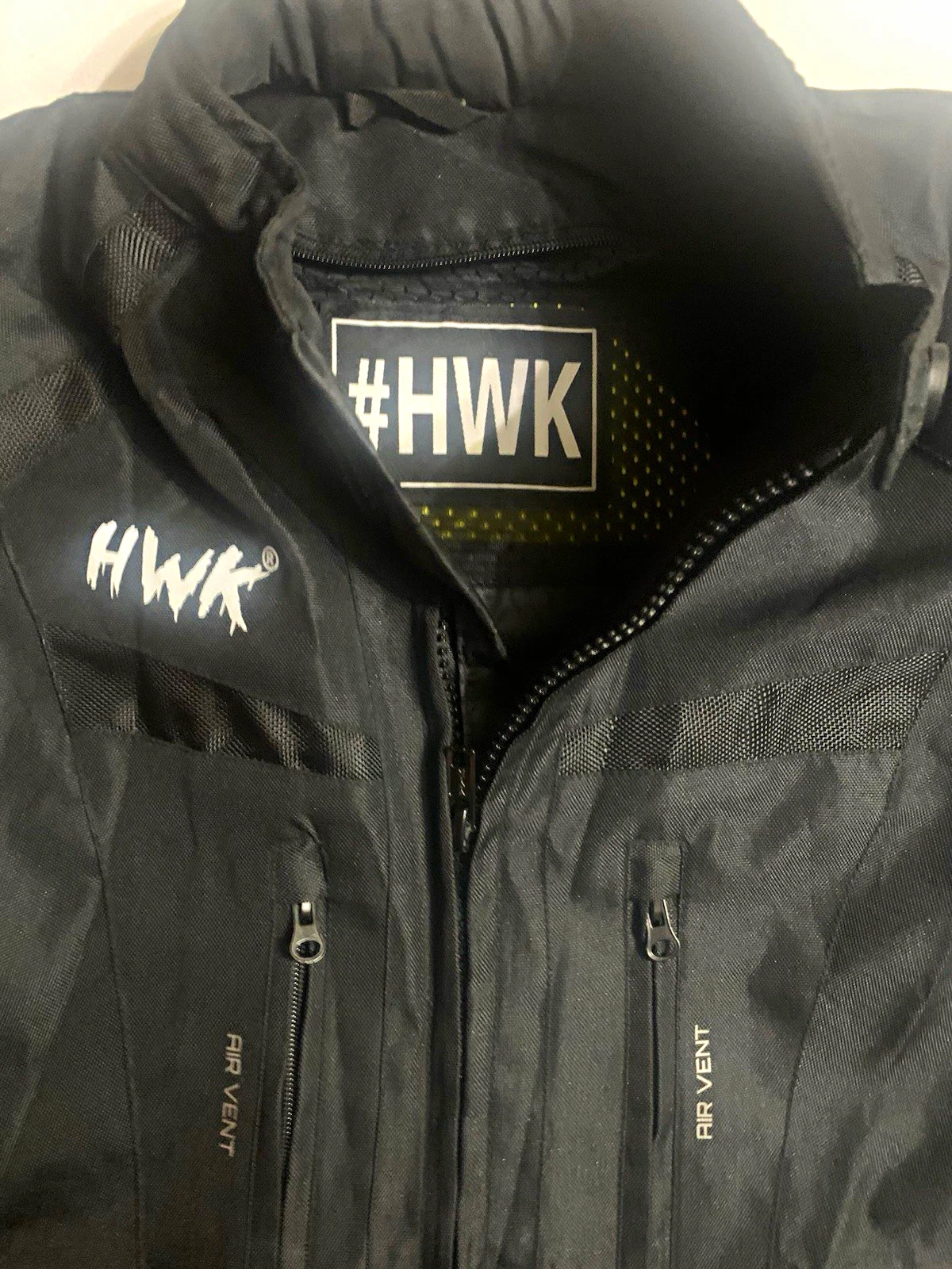 HWK Men's Black Motorcycle Jacket Zip (Pads) Ventilated Mesh Stand-Up Collar, L  image 1