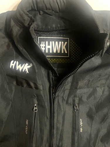 HWK Men's Black Motorcycle Jacket Zip (Pads) Ventilated Mesh Stand-Up Collar, L  video thumbnail