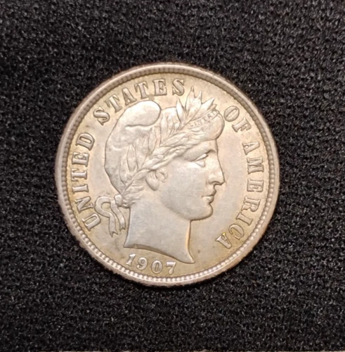 1907 Barber Dime/ Liberty Head Dime Vf-XF Retains Mint Luster