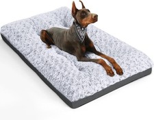 Deluxe Washable Dog Bed for Large Dogs Dog Crate Mat 35 Inch Comfy Fluffy Ken...