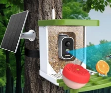 Smart AI Bird Feeder with Camera Solar Charging AI Recognition Waterproof White