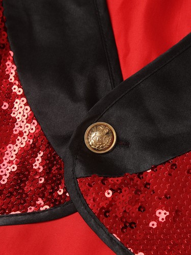 Women's Magician Cosplay Sequin Tailcoat Circus Showman Tuxedo Jacket Costume - Picture 12 of 52