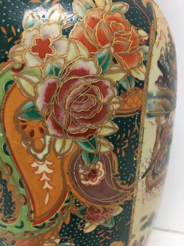 Jarrón geisha estilo satsuma chino porcelana vintage Zhong Guo Zhi Zao 12" - Imagen 4 de 10
