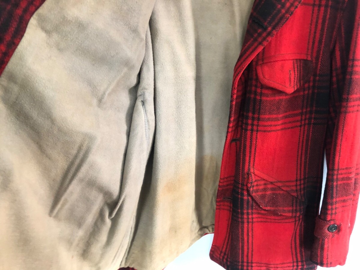 1950s Soo Woolen Mills Red Plaid Wool Hunting Field Jacket