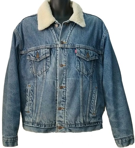 Mens Levis Jean Jacket L Trucker Sherpa 