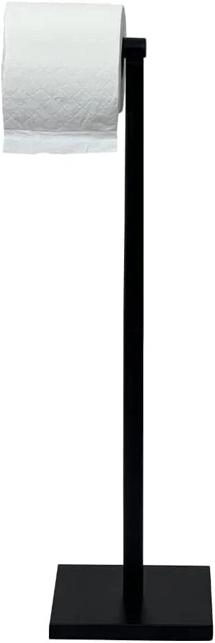 Toilet Roll Holder Black  Swivel Action Free Standing Paper Storage Square Base