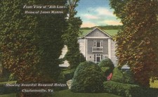 Postcard VA Charlottesville Ash Lawn Home of James Monroe Linen Vintage PC e7263