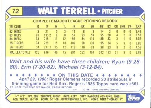 1987 Topps TIFFANY MLB Singles Choisissez vos joueurs d'équipe GLOSSY préférés #2 - #266 - Photo 160 sur 520