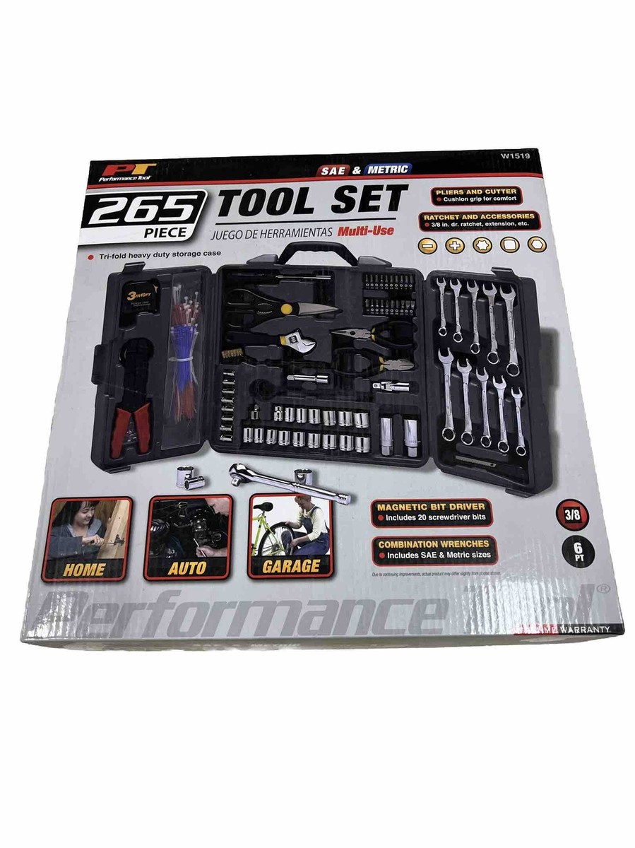 Performance Tool W1519 265 Piece Tool Set, Tri-Fold Heavy Duty