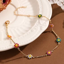 Bohemian Daisy Flower Anklets For Women Beach Beads Anklet Jewelry