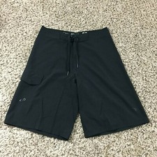 Ocean Pacific Men Sz 28 Black Swim Trunks Board Shorts Cargo Surf OP Stretch EUC