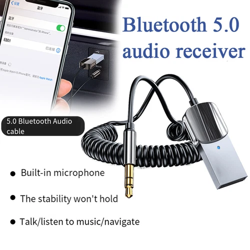 Adattatore Cavo Aux Bluetooth Dongle Connettore Audio Per Auto A Usb &