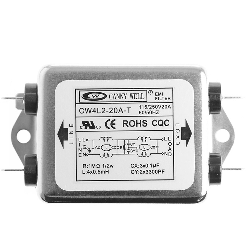 Filtre D'Alimentation Monophasé Double Section CW4L2-20A-T - Suppresseur De Bruit Boîtier Métal Pour Équipement Industriel Et Électronique