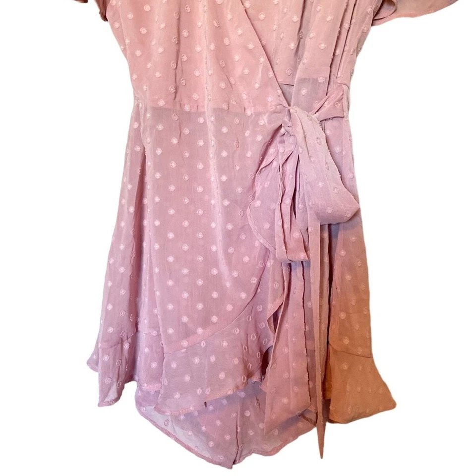 Mameluco de lunares espalda abierta con volantes envoltura manga aleteada ALGODÓN CARAMELO LA talla L Foto 4 de 4