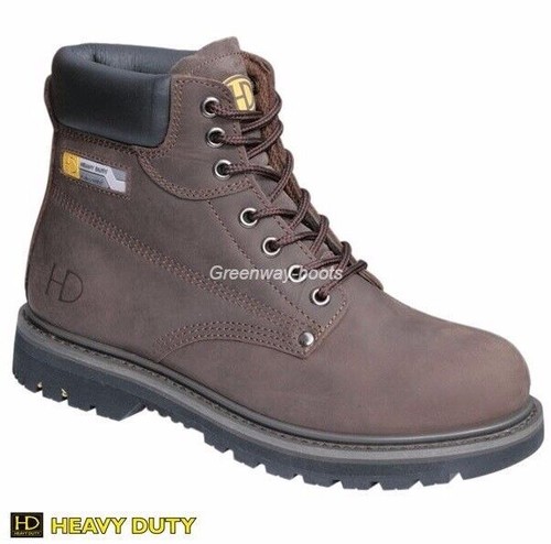 Para hombre Goodyear Cuero Wellado Seguridad Puntera de Acero Gorra Tobillo Zapatos de Trabajo Botas Talla 4-14 - Imagen 5 de 5