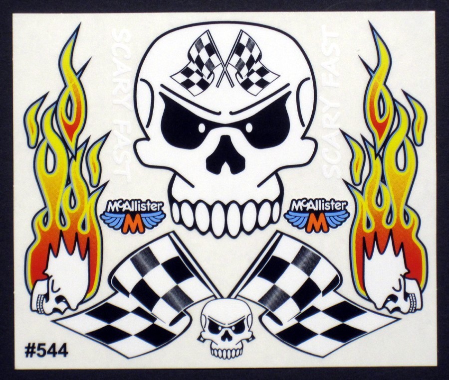 RC Car Decals, 1/10th, Scary Fast Skull, Late Models, Stock Car, Oval #544