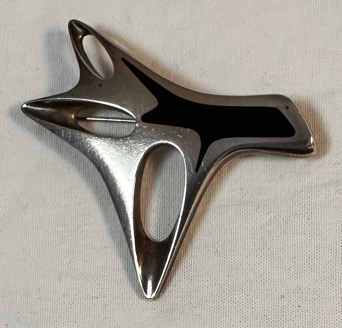 Georg Jensen Sterling Enamel Brooch #323 Designed by Henning