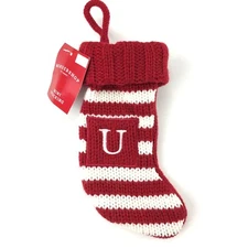 Wondershop Monogram Mini Christmas Stocking Initial Letter U Striped Knit Target