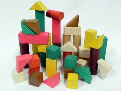 Classic wooden building blocks - 40 each coloured for kids to play