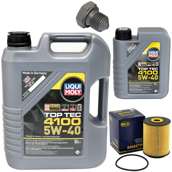 MotoröL Set 5W-40 6 Liter + ÖLfilter SH 427 P + Schraube FüR Ford Galaxy VW 2.8-image